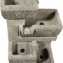 Großer, grauer Gartenbrunnen mit 4 Stufen aus Kunststein. Design-Brunnen für Garten und Terrasse.