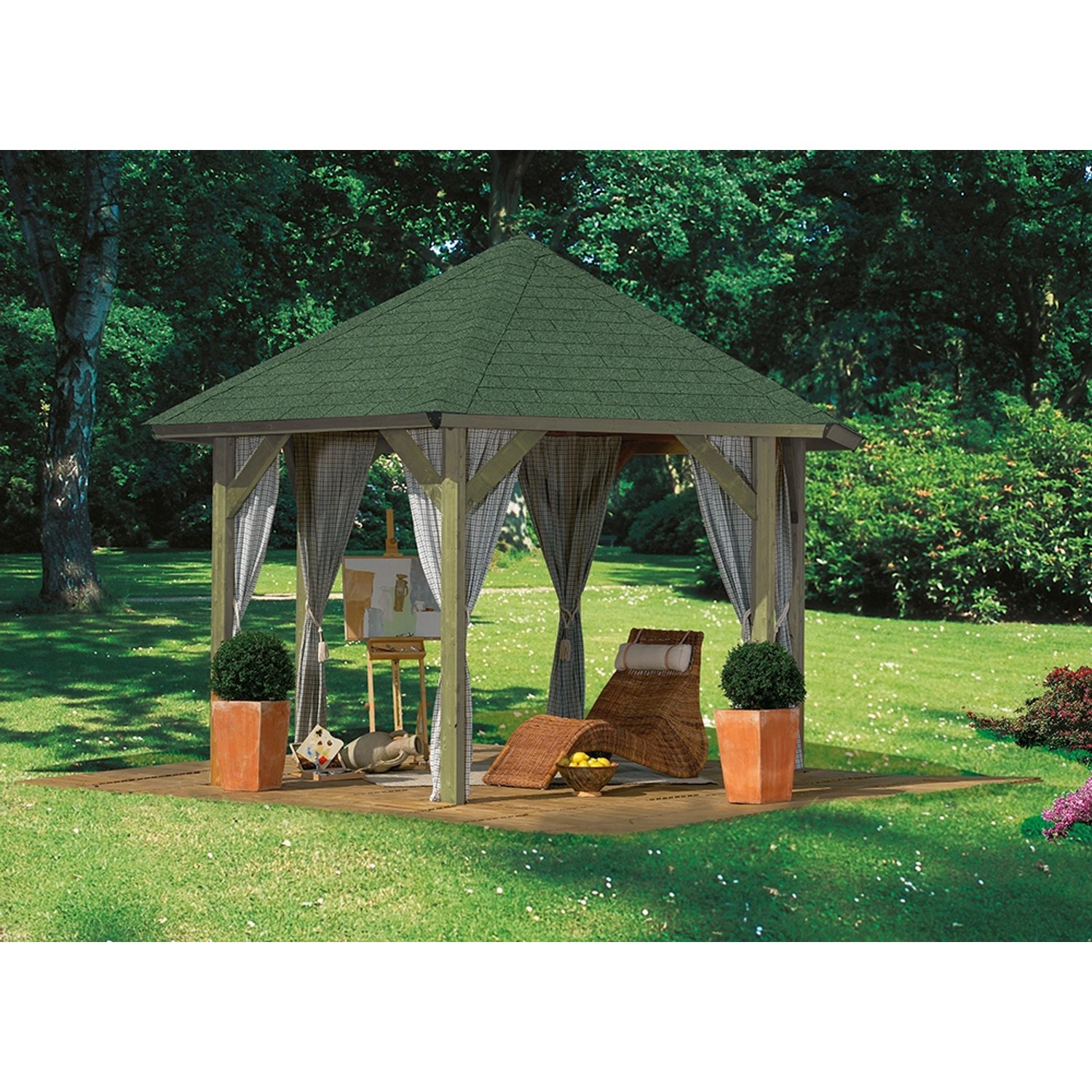 Karibu Pavillon Akershus 2 Kesseldruckimprägniert 370 cm x 324 cm günstig online kaufen