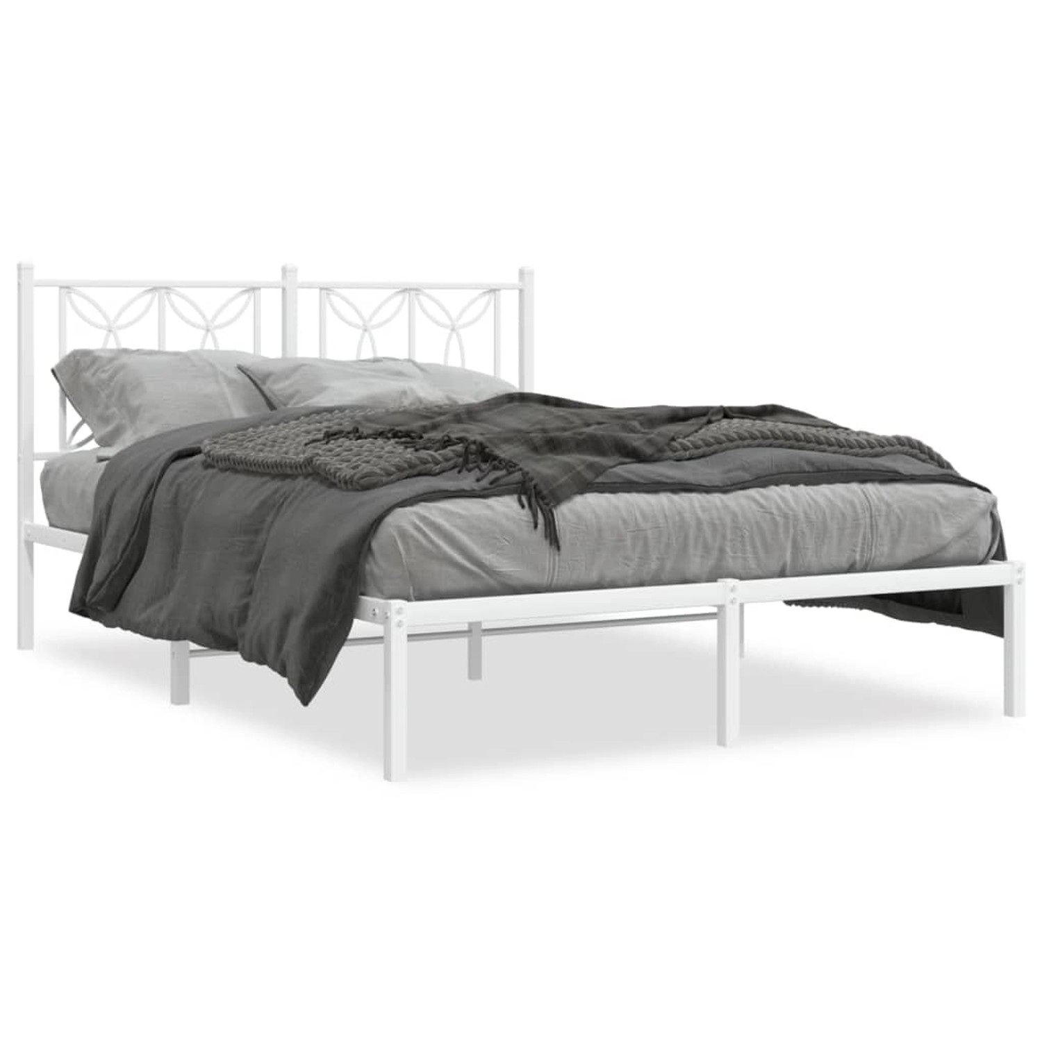 vidaXL Bettgestell mit Kopfteil Metall Weiß 135x190 cm 376176 günstig online kaufen