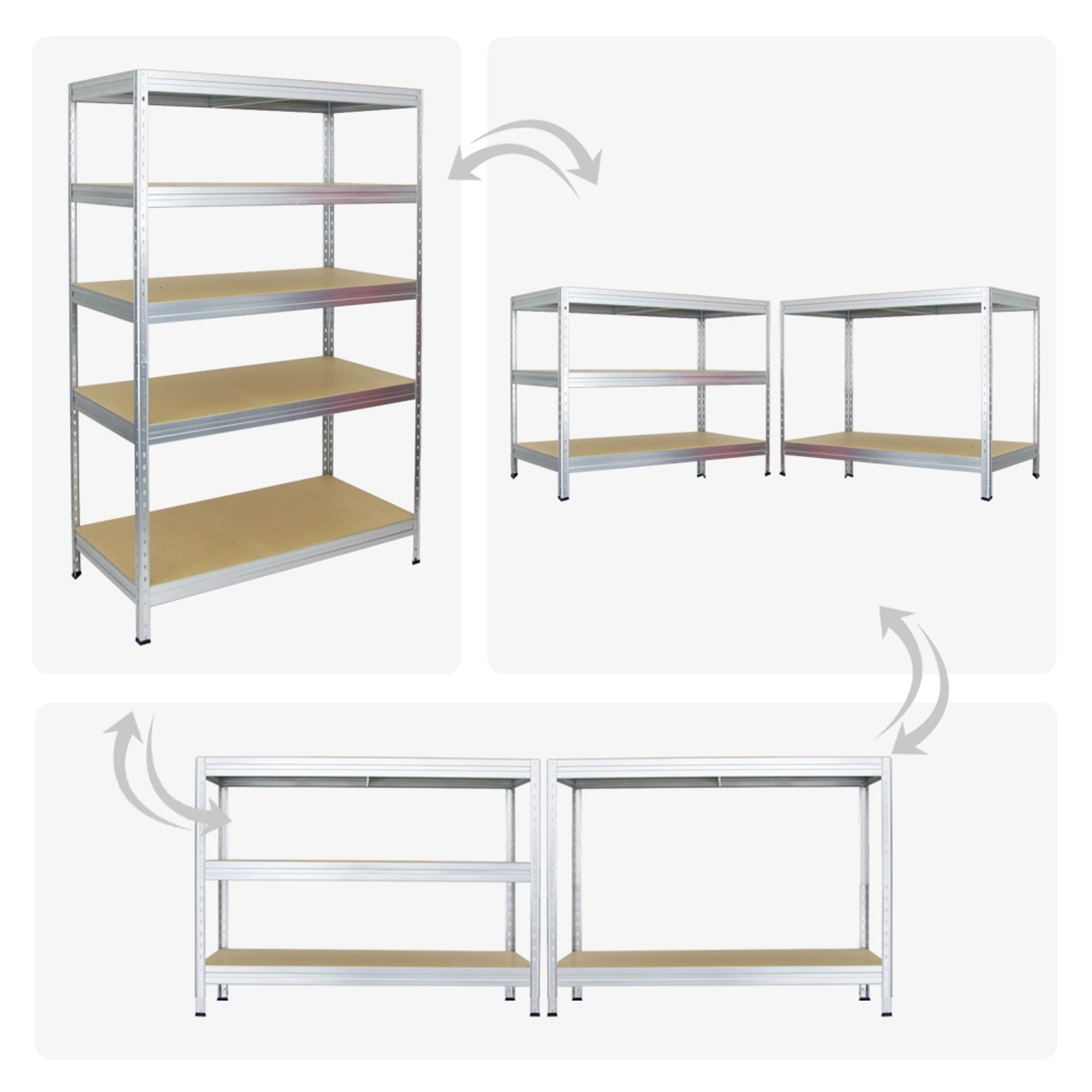 PROREGAL Schwerlastregal, verzinkt, 180x120x60cm, als Regal oder Werkbank nutzbar.