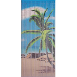 Türvorhang Bambus Paradise mit Palmenmotiv, 90x200 cm, als Raumteiler oder Deko.