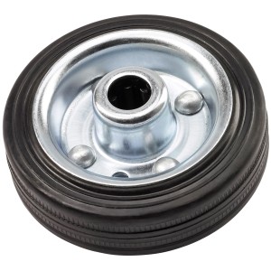 Vollgummirad, Ø 100 mm, mit Stahlfelge und 40 mm Nabe. Ideal für Rollen und Räder.