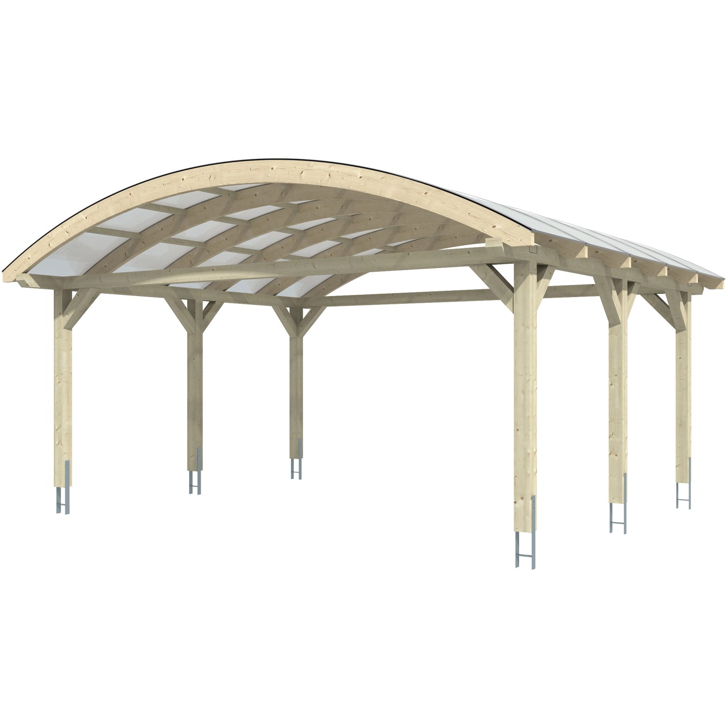 Skan Holz Bogendach-Carport Franken Nussbaum 635 x 541 cm günstig online kaufen