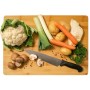 XL Schneidebrett aus Bambus mit Gemüse und Messer. Küchenhelfer zum Schneiden und Servieren.