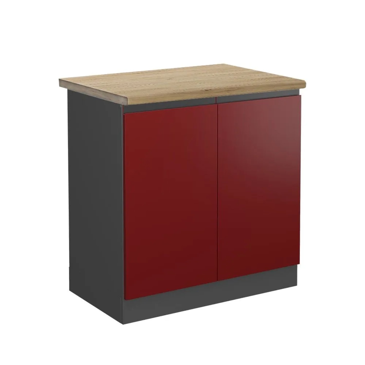 Vicco Spülenunterschrank R-Line Küchenunterschrank für die Spüle Rot Anthrazit 80 cm J-Shape AP Eiche