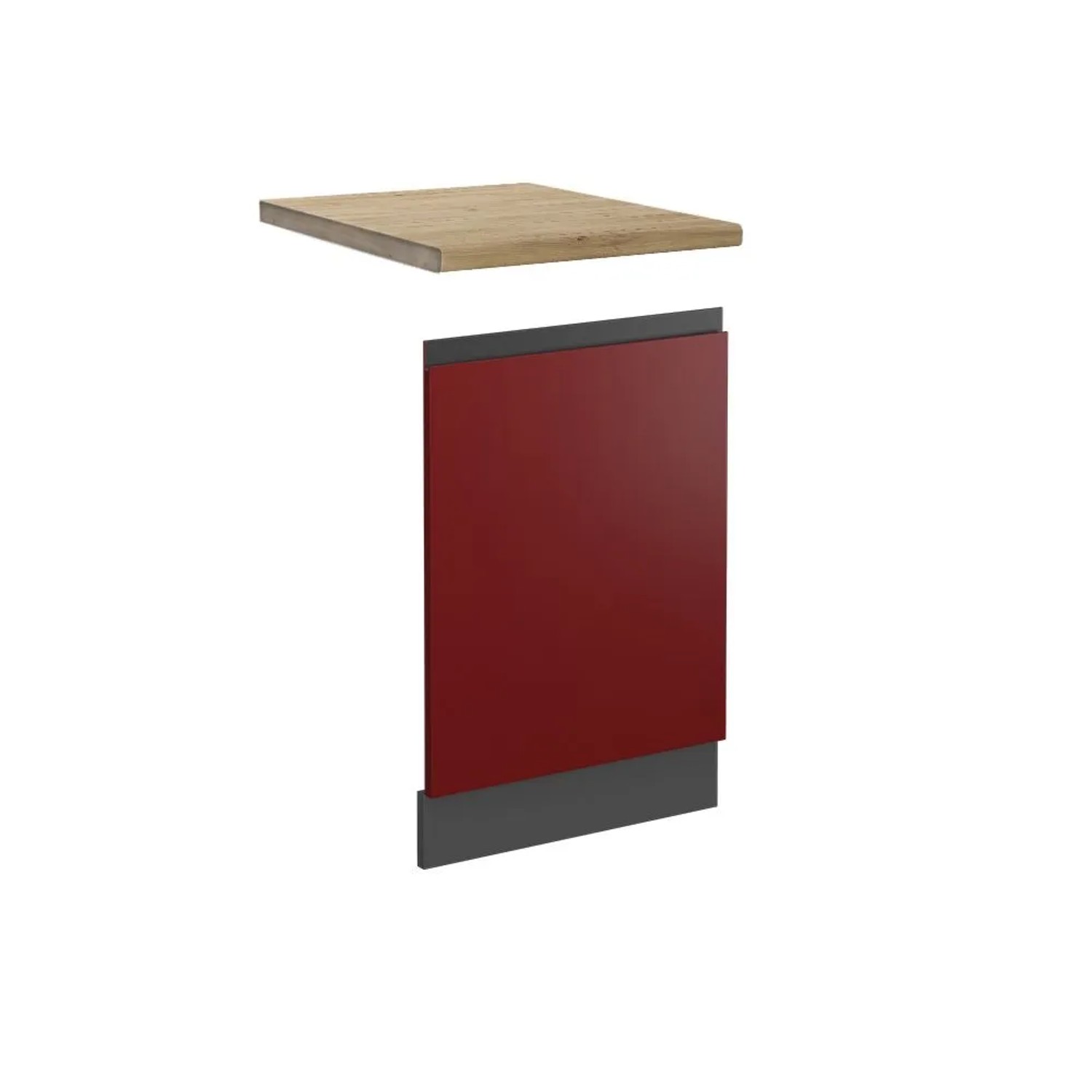 Vicco Frontblende R-Line Geschirrspüler Fronttür Rot Anthrazit 45 cm J-Shape AP Eiche