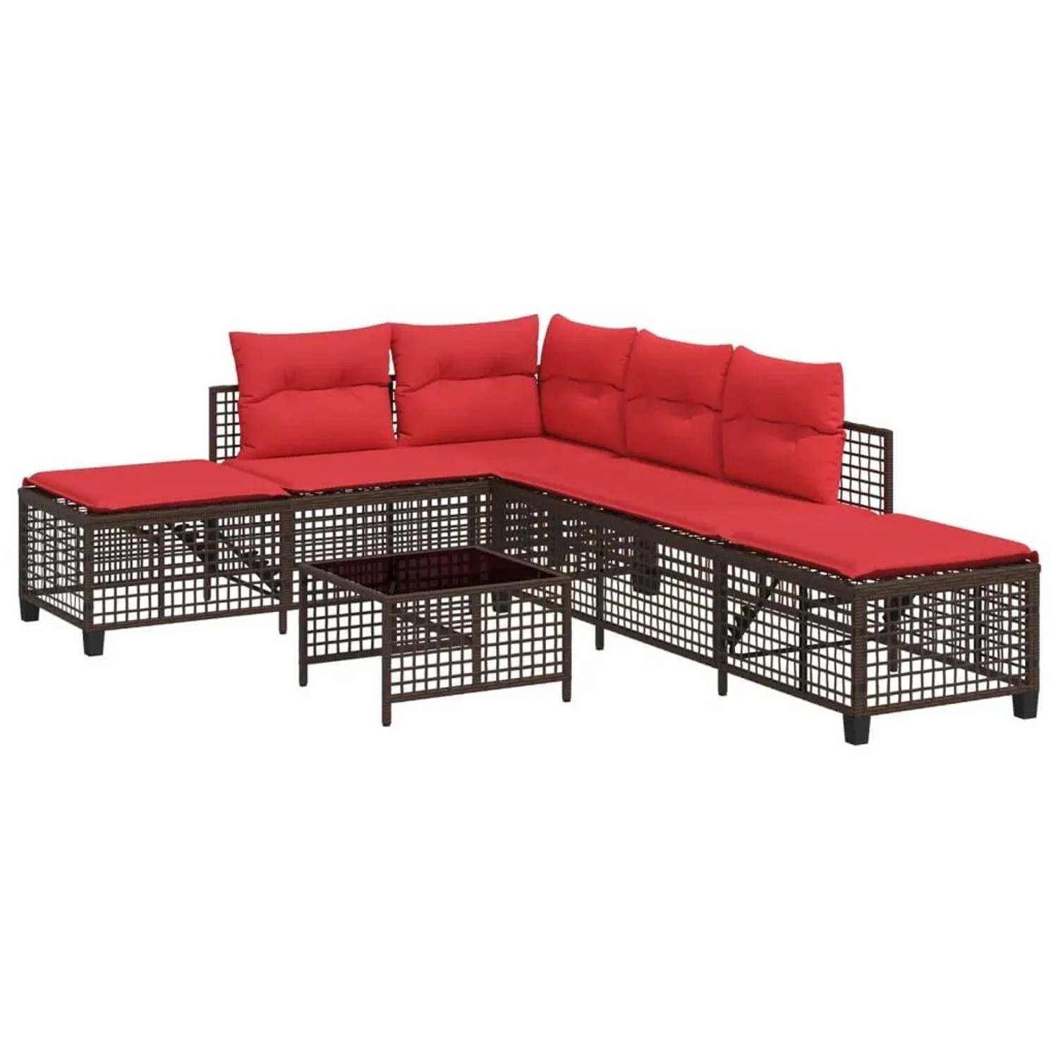 vidaXL 3 Teiliges Ecksofa-Set für den Garten mit Kissen Braun Polyrattan 365451
