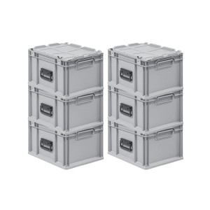 PROREGAL Spar Set 6 x Eurobox Nextgen Portable HxBxT 235 x 30 x 40 cm 20 Liter Eurobehälter Transportbox Transportbehälter Stapelbehälter