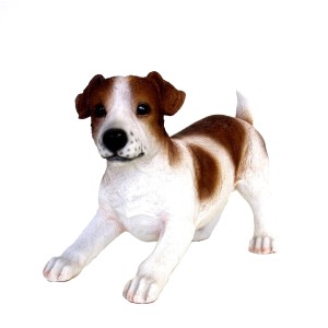Deko-Figur: Jack Russel Terrier aus Polyresin, 39 cm, für die Gartendekoration.