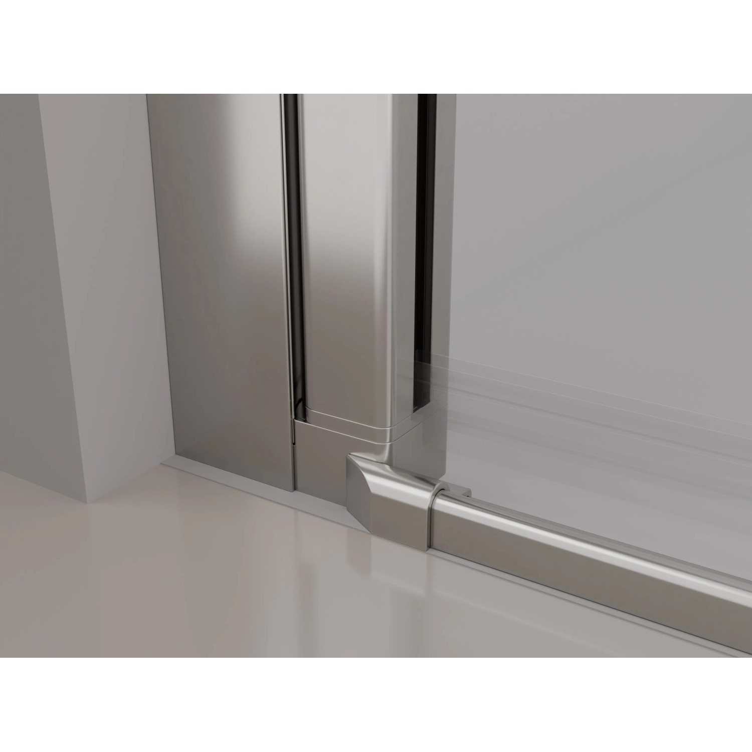 Detailaufnahme: Baliv Doppeltür DUK-80.61 T, Chrom Glänzend, Duschwand mit Aluminiumrahmen.