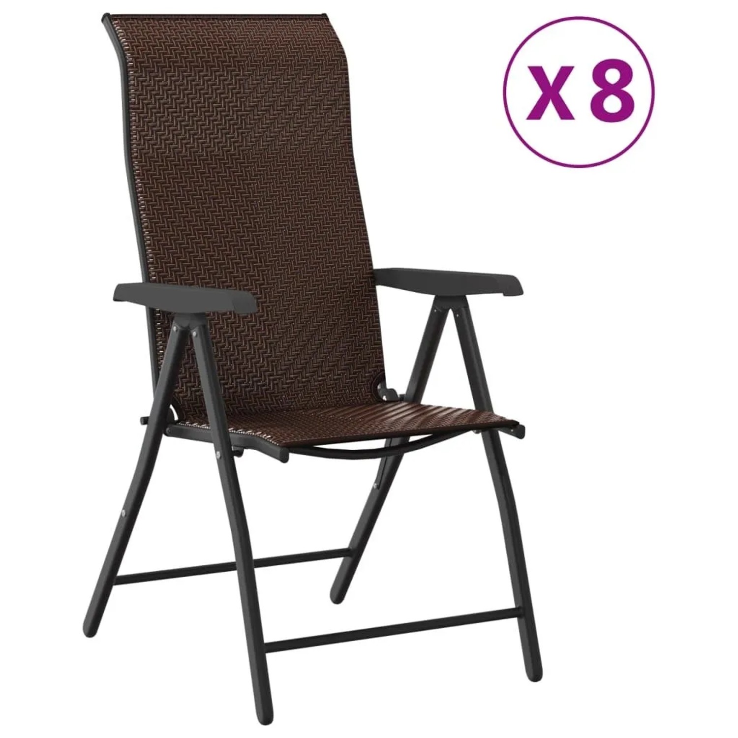 Furnicato Gartenstühle 8 Stk Klappbar Braun Poly Rattan