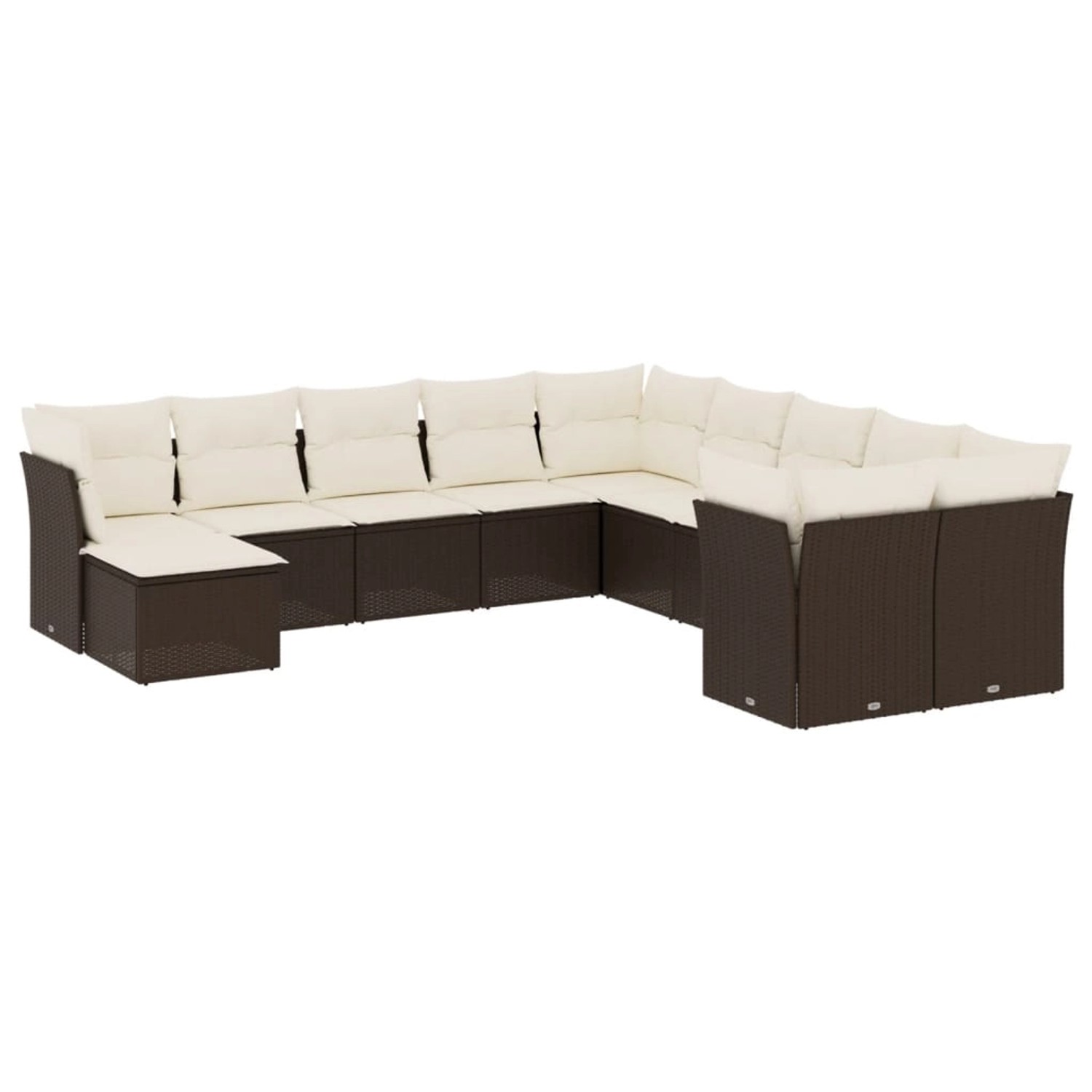 vidaXL 11-Tlg Garten-Sofagarnitur mit Kissen Braun Poly Rattan 3250452 günstig online kaufen