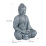 Relaxdays Buddha Figur Polyresin Hellgrau Sitzend Wetterfest Frostsicher 70 cm x 45 cm x 35 cm 9 kg_4