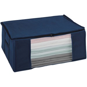 Blaue Wenko Vakuum Soft Box Air L zur Textilaufbewahrung mit Sichtfenster und Reißverschluss.