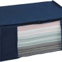 Blaue Wenko Vakuum Soft Box Air L zur Textilaufbewahrung mit Sichtfenster und Reißverschluss.