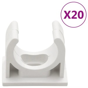 20er Set weiße Rohrklemmen für 25 mm Installationsrohre.