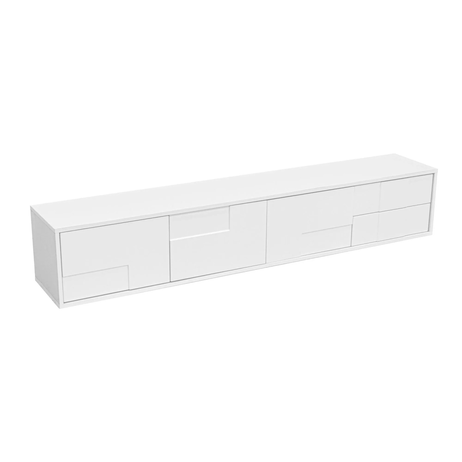 okwish TV-Ständer Massivholz mit Schubladen Wohnzimmer 170x39.5x38cm Weiß