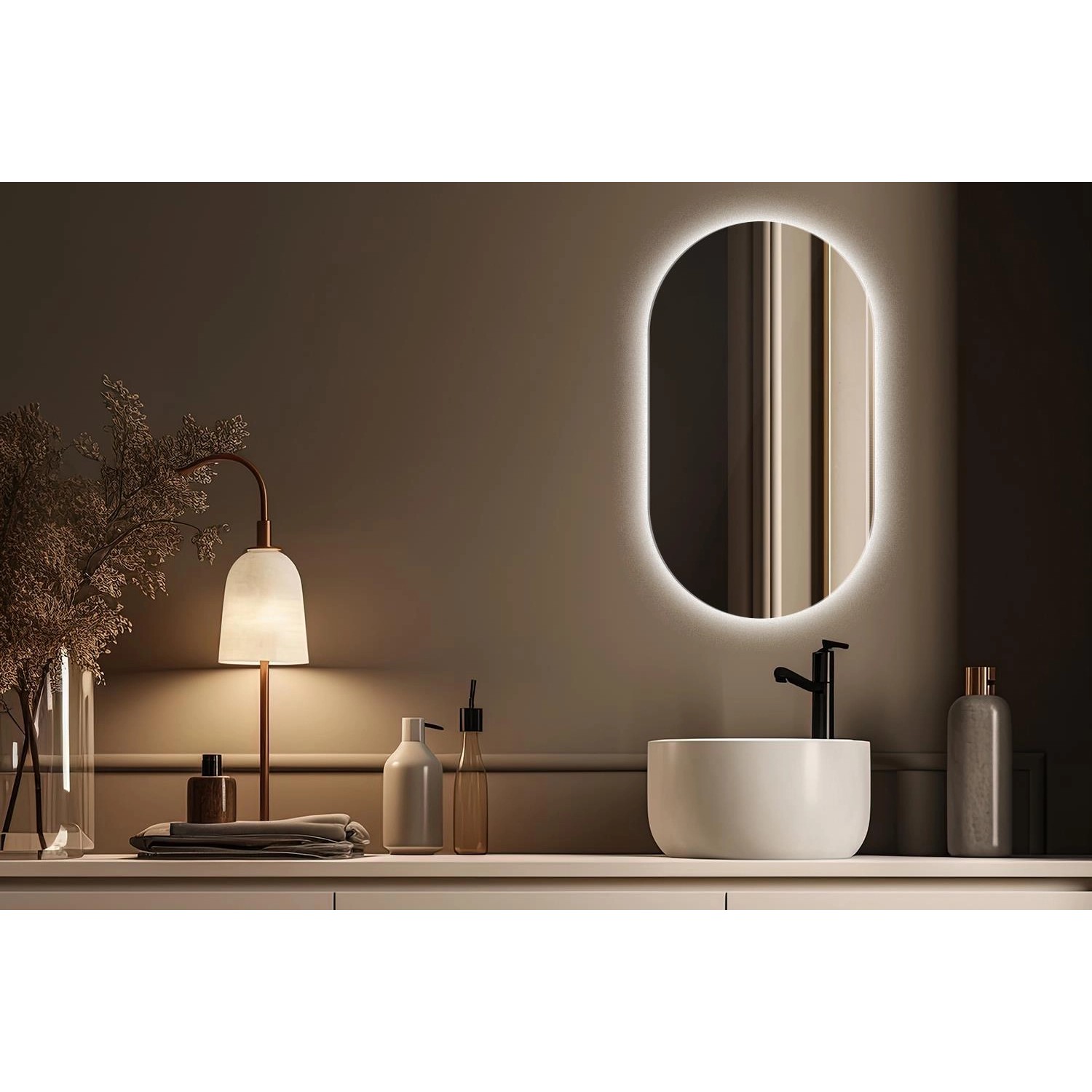 Tulup LED Spiegel LED Spiegel Oval Ohne Rahmen 58 cm x 100 cm LED Ovaler Spiegel Badezimmer Spiegel Wand Oval Beleuchtet Neutralweiß 4000K_5