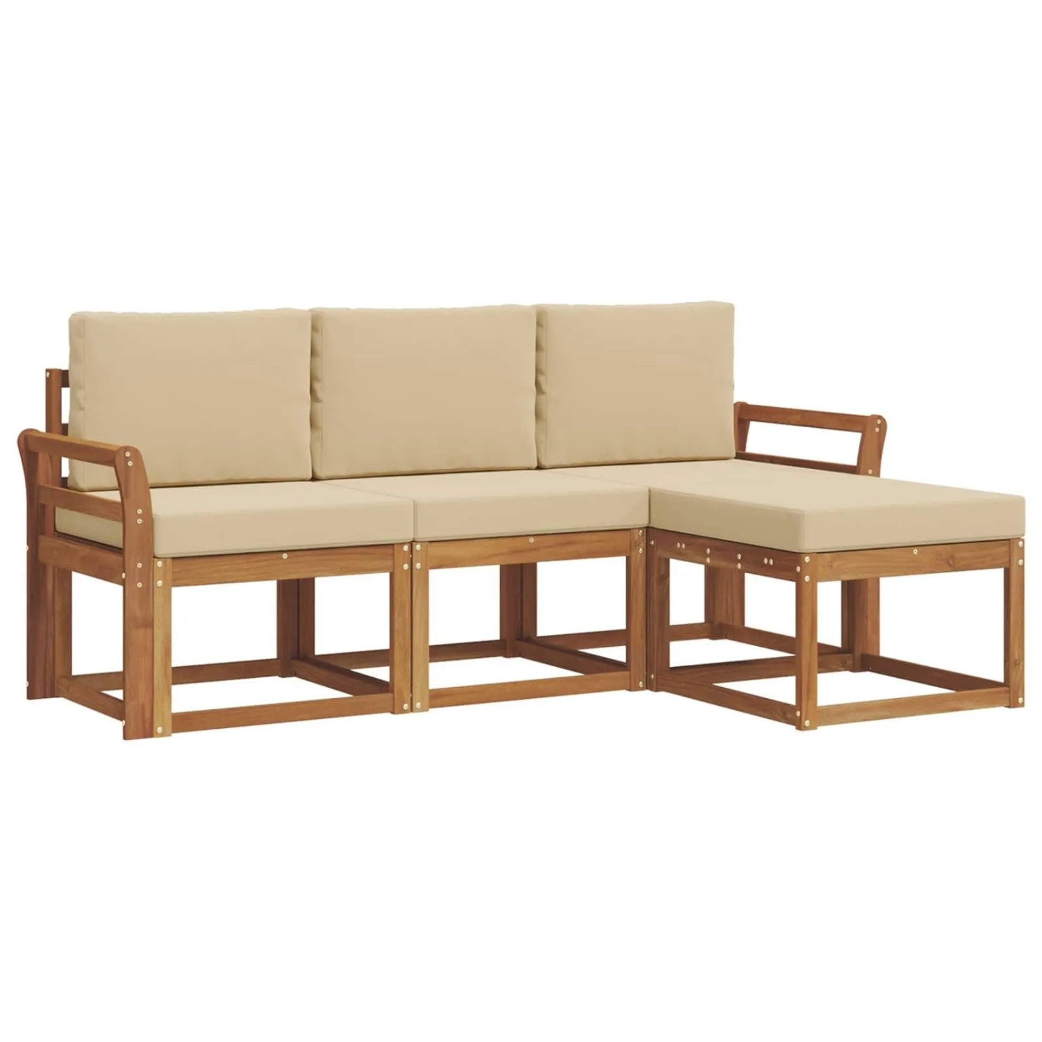 vidaXL Outdoor-Sofagarnitur mit Kissen 4 Stk Natur und Beige 3366221