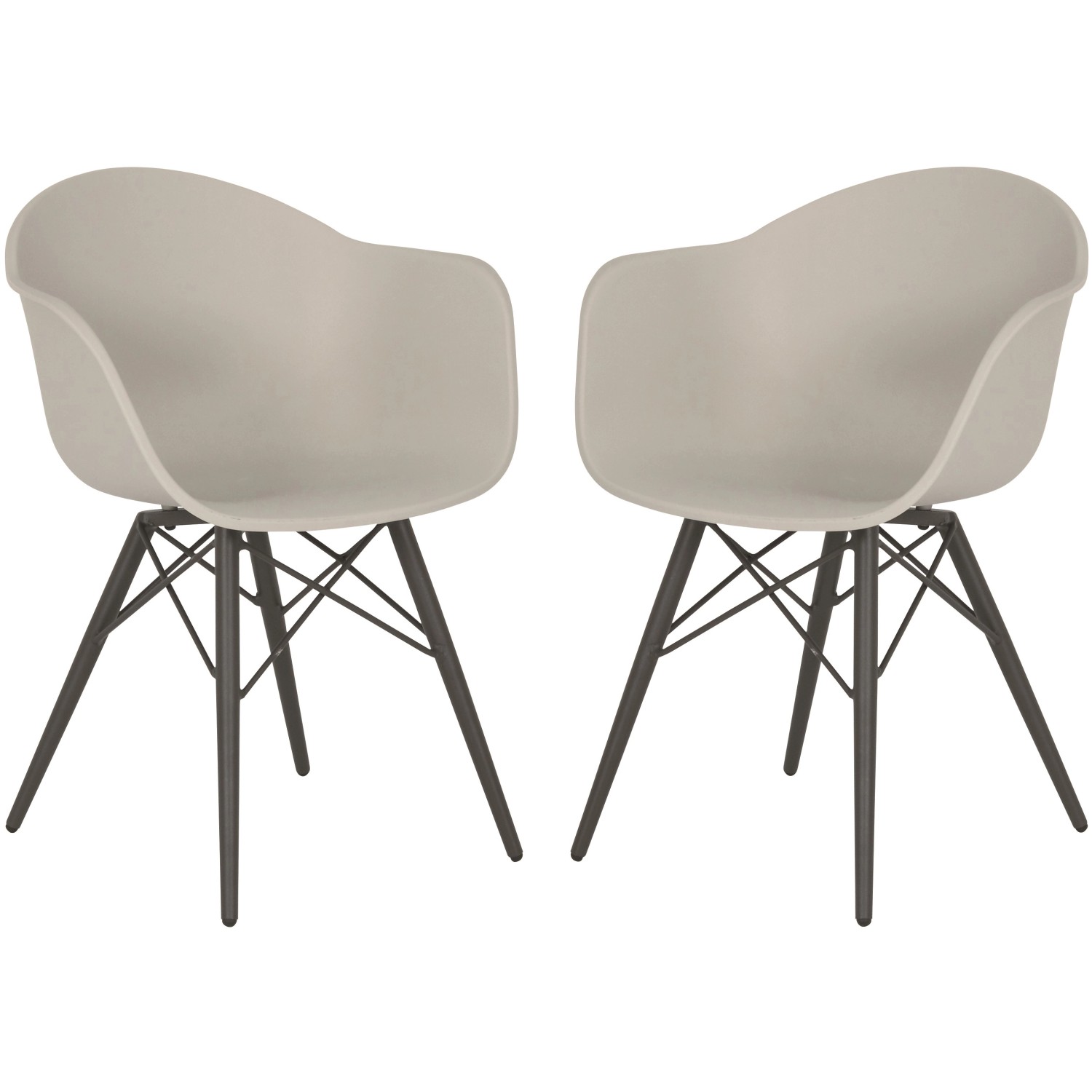 Acamp Set 2x Schalensessel New York 61 cm x 61 cm x 80 cm Anthrazit