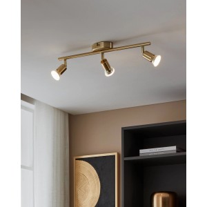 Eglo LED-Spot Buzz, 3-flammig, Messing, schwenkbar, für Wohn- und Esszimmer.