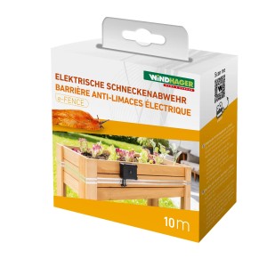 Verpackung der Windhager Schneckenabwehr e-Fence, 10 m, für Hochbeete.