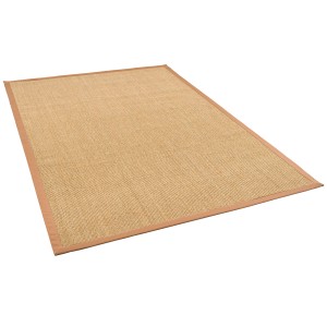 Quadratischer Sisalteppich Natura Nuss mit Bordüre, 150x150 cm.