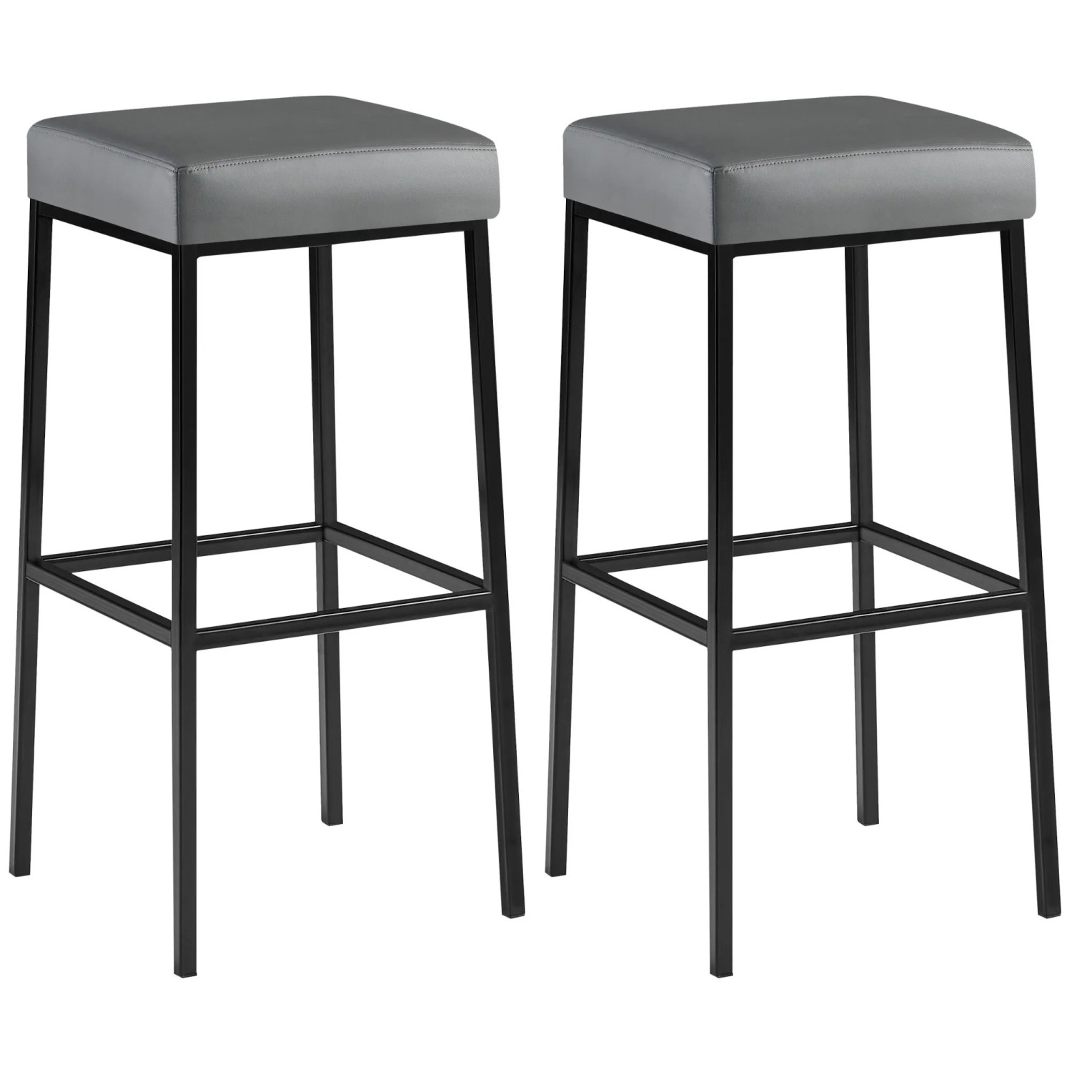 DELUKE 2er Set Barhocker BIDAN Kunstleder Grau 37x37x83cm Barstuhl Mit Lehne Tresenhocker Tresenstuhl