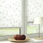 Gardinia EasyFix Rollo Dekor Scandinavian, 75x150 cm, weiß/natur mit Blätter- und Schmetterlingsmuster.