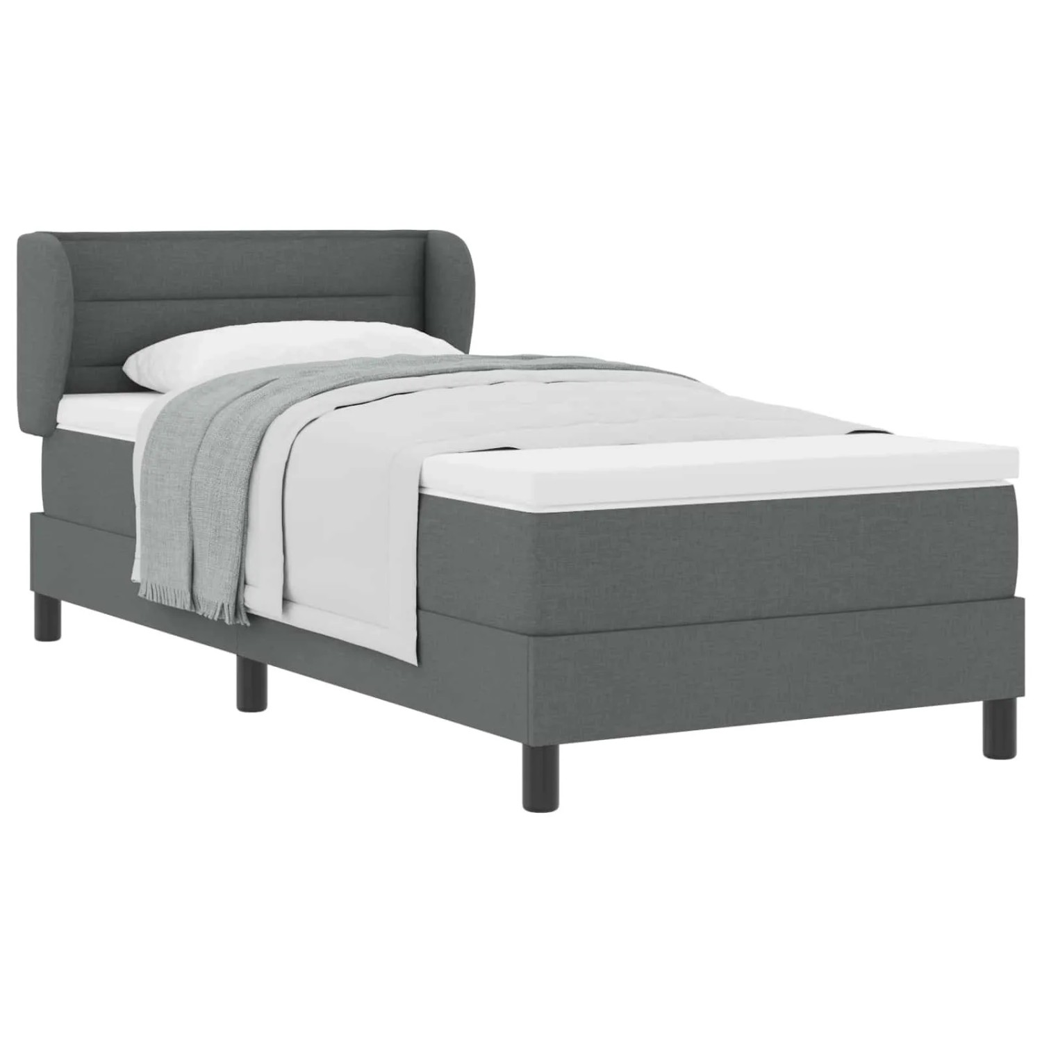 vidaXL Boxspringbett mit Matratze Dunkelgrau 80 x 200 cm Stoff 3339927