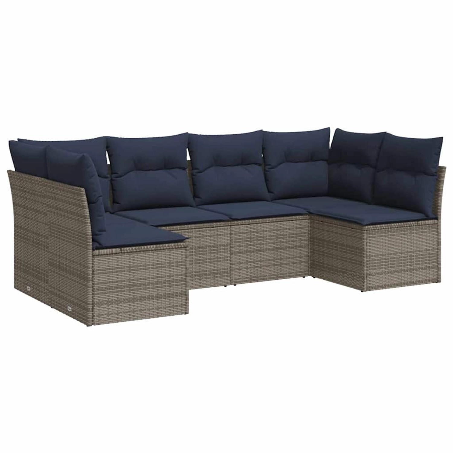 vidaXL 6-Tlg Garten-Sofagarnitur mit Kissen Grau Poly Rattan 3217391 günstig online kaufen
