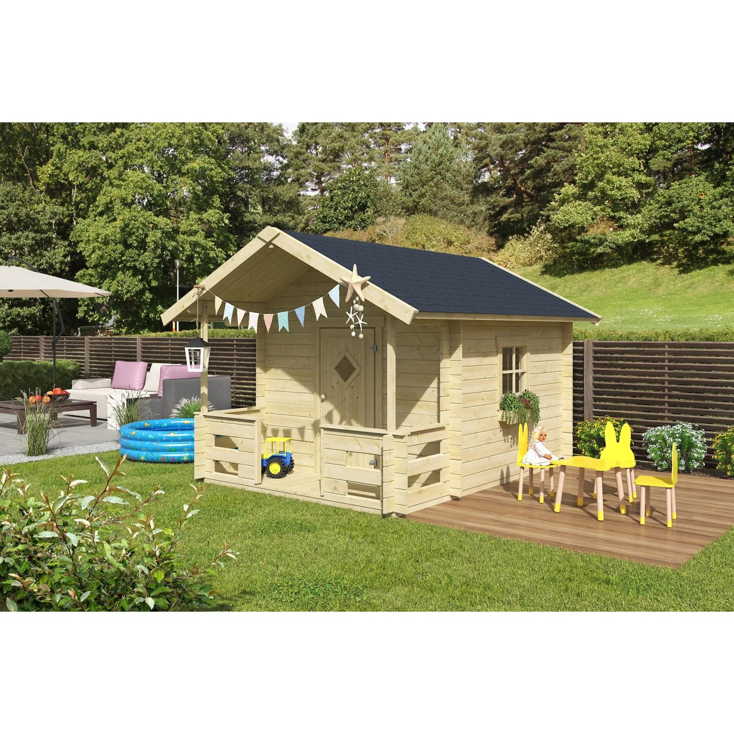 Lasita Maja Kinderspielhaus Lido Natur 215 cm x 215 cm