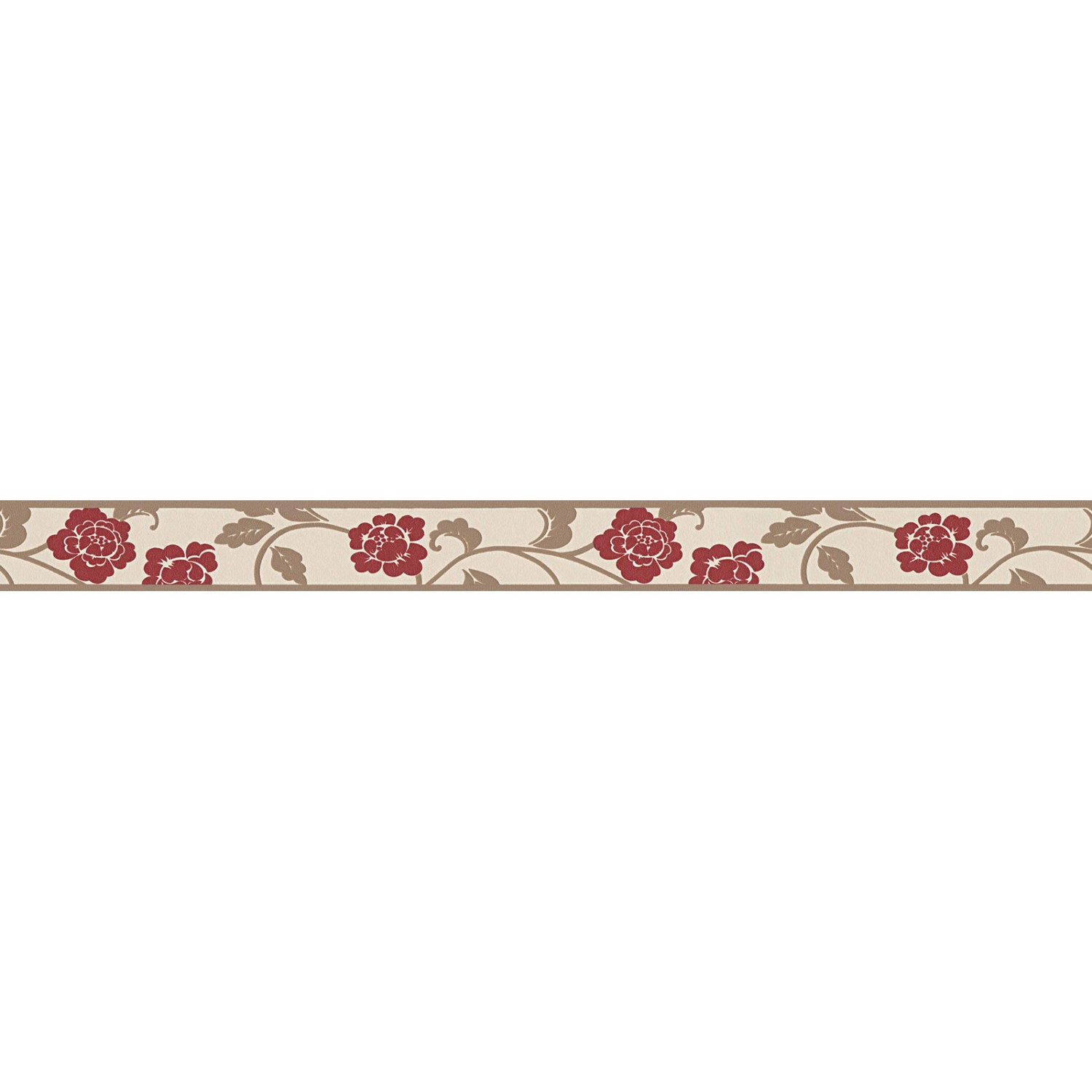 Bricoflor Tapetenbordüre mit Blumen für Schlafzimmer und Esszimmer Selbstklebende Bordüre in Rot und Beige Schmale Tapet