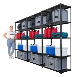 PROREGAL Mega Deal 3x Schraubregal Haldor HxBxT 180x90x40cm Fachlast 100 kg Schwarz