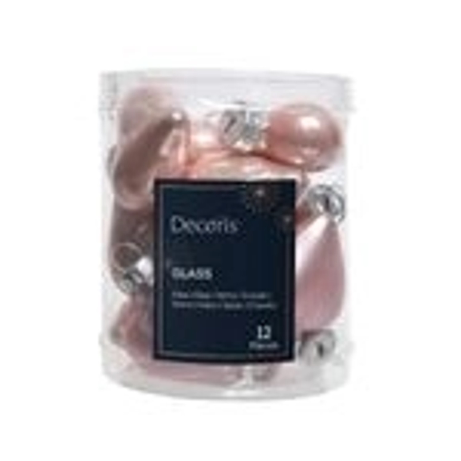 Kaemingk Christbaumschmuck Herzen Glas 2 x 4,5 x 4 cm 12 Stueck Puderrosa