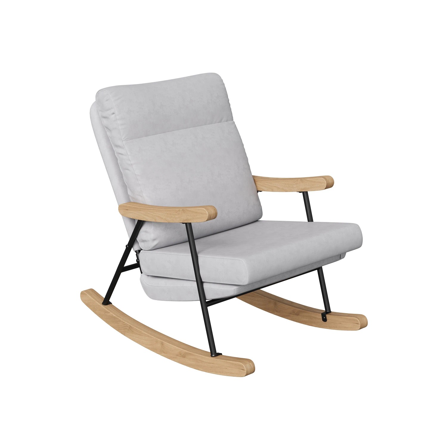 PXloue Schaukelstuhl Polsterstuhl 97x64x94cm mit  Metallhalterungen  Leinen Grau