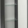 Fackelmann Bad-Hochschrank Luna, anthrazit matt, mit offenen Tür und Glasböden.