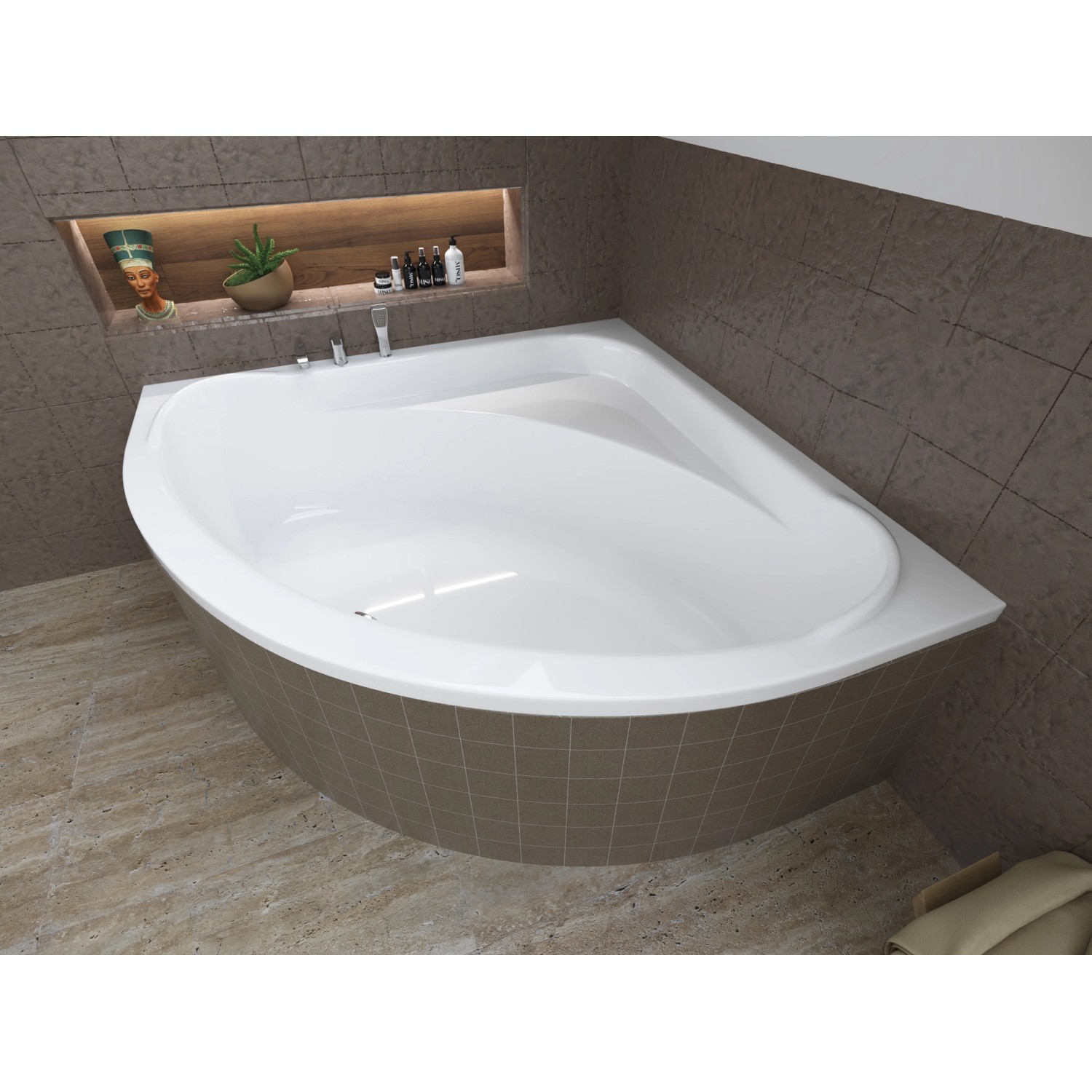 Bad Land Badewanne Eckwanne STANDARD 140x140 Ablauf Füße_5
