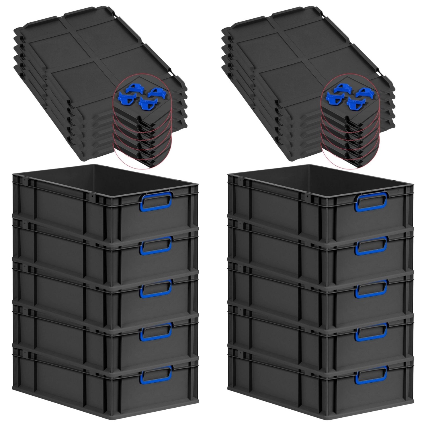 PROREGAL SparSet 10x Eurobox Nextgen Color Mit Auflagedeckel HxBxT 17x40x60 günstig online kaufen