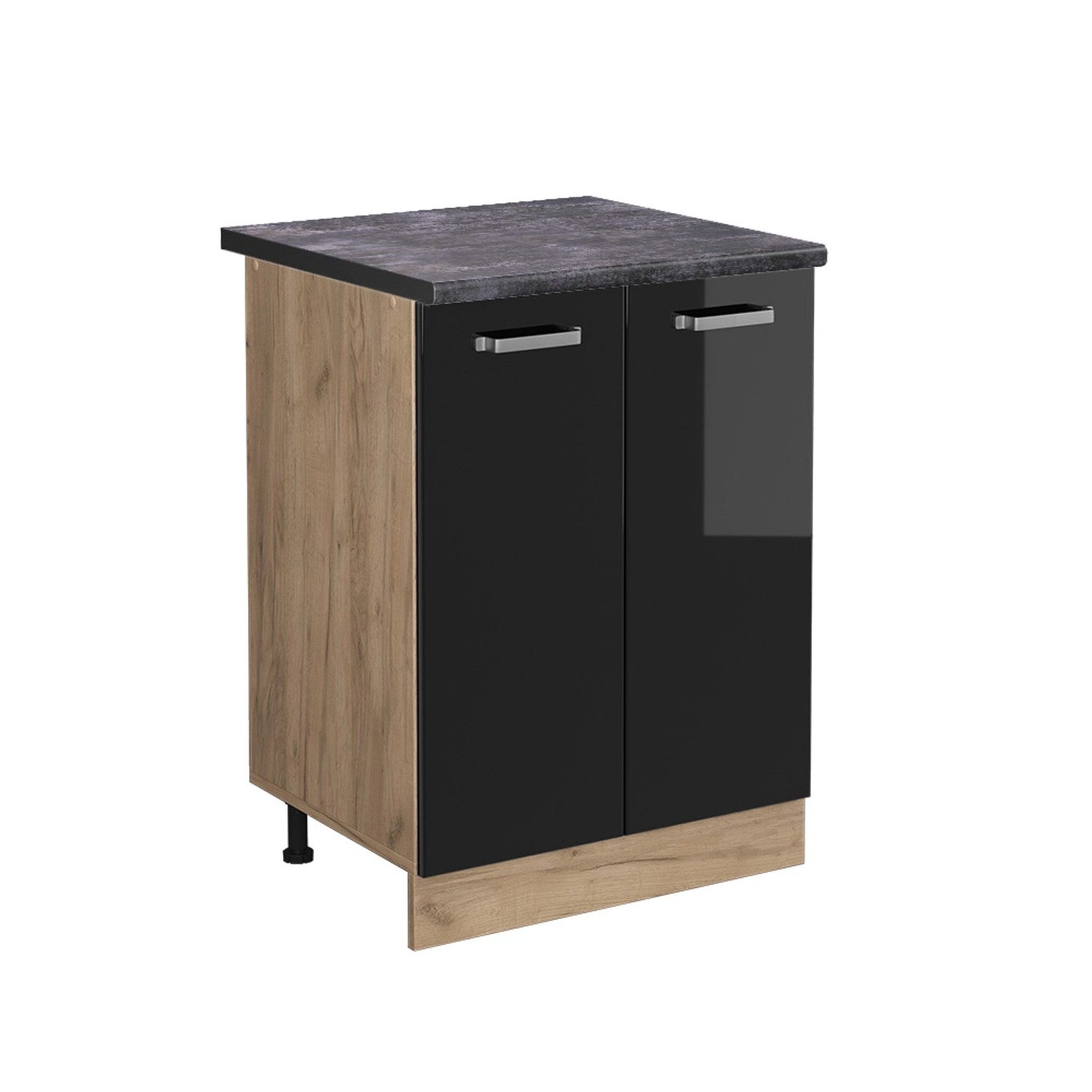 Thumbnail - Vicco Küchenunterschrank R-Line Schwarz Hochglanz/Goldkraft Eiche 60 cm AP Anthrazit