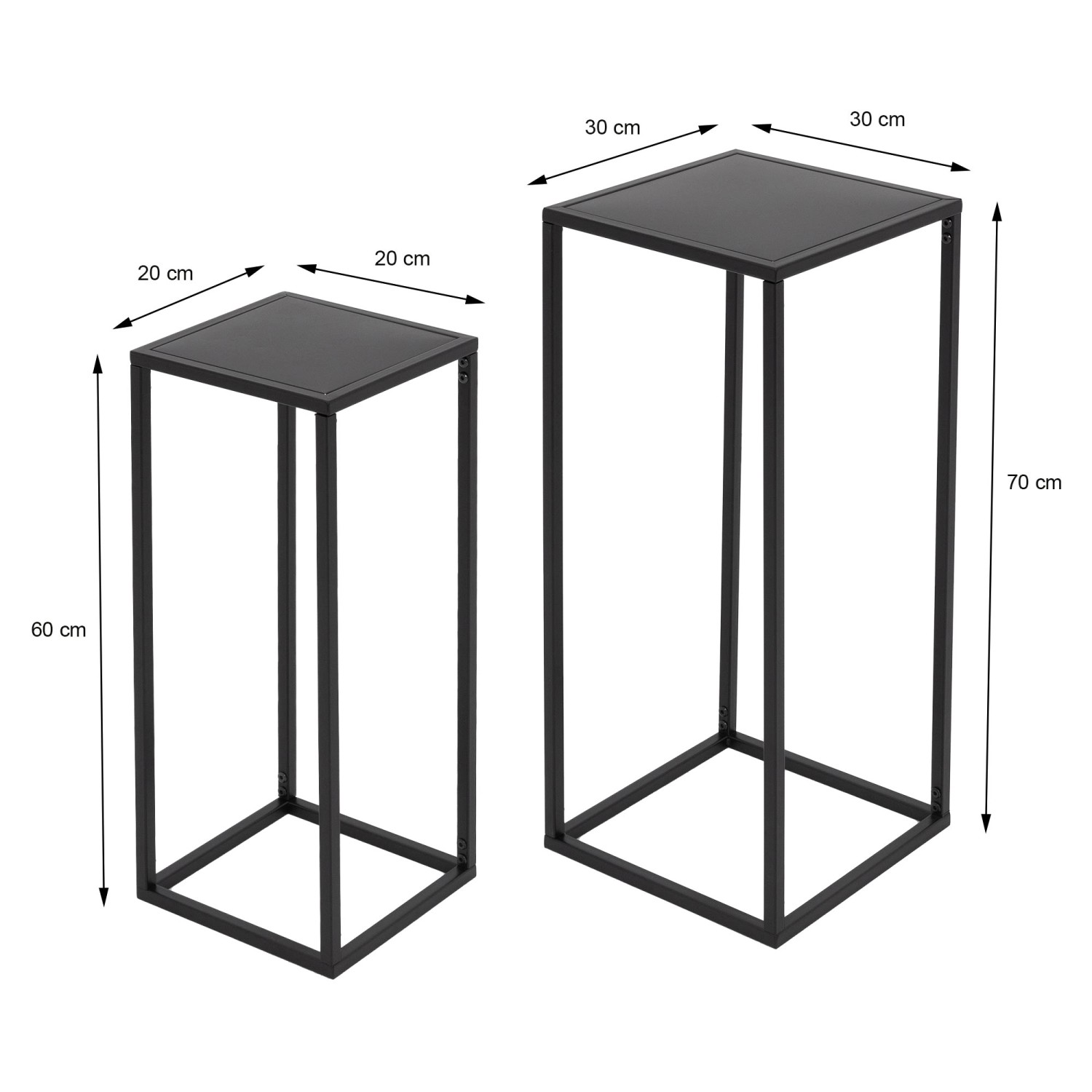 MLDesign Blumenständer im 4Er Set Schwarz 20x60x20/30x70x30 cm aus