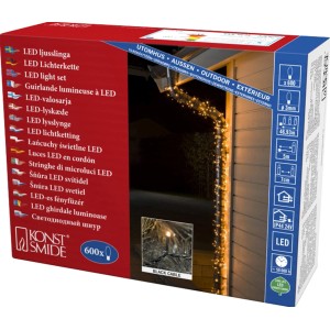 Konstsmide Micro LED Lichterkette mit 600 bernsteinfarbenen LEDs für den Außenbereich.