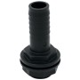 Schwarze Tankdurchführung 33,3 mm mit Schlauchtülle 25 mm für Regentonnen und Wassertanks.