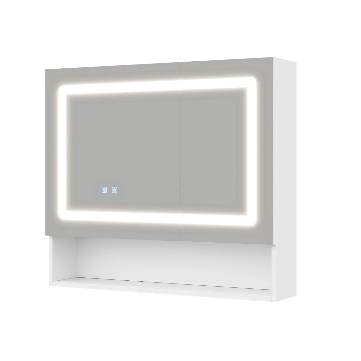 PXloue Spiegelschrank Badezimmer 80cm mit LED Beleuchtung Antibeschlag  Verstellbare Ablagen Weiß