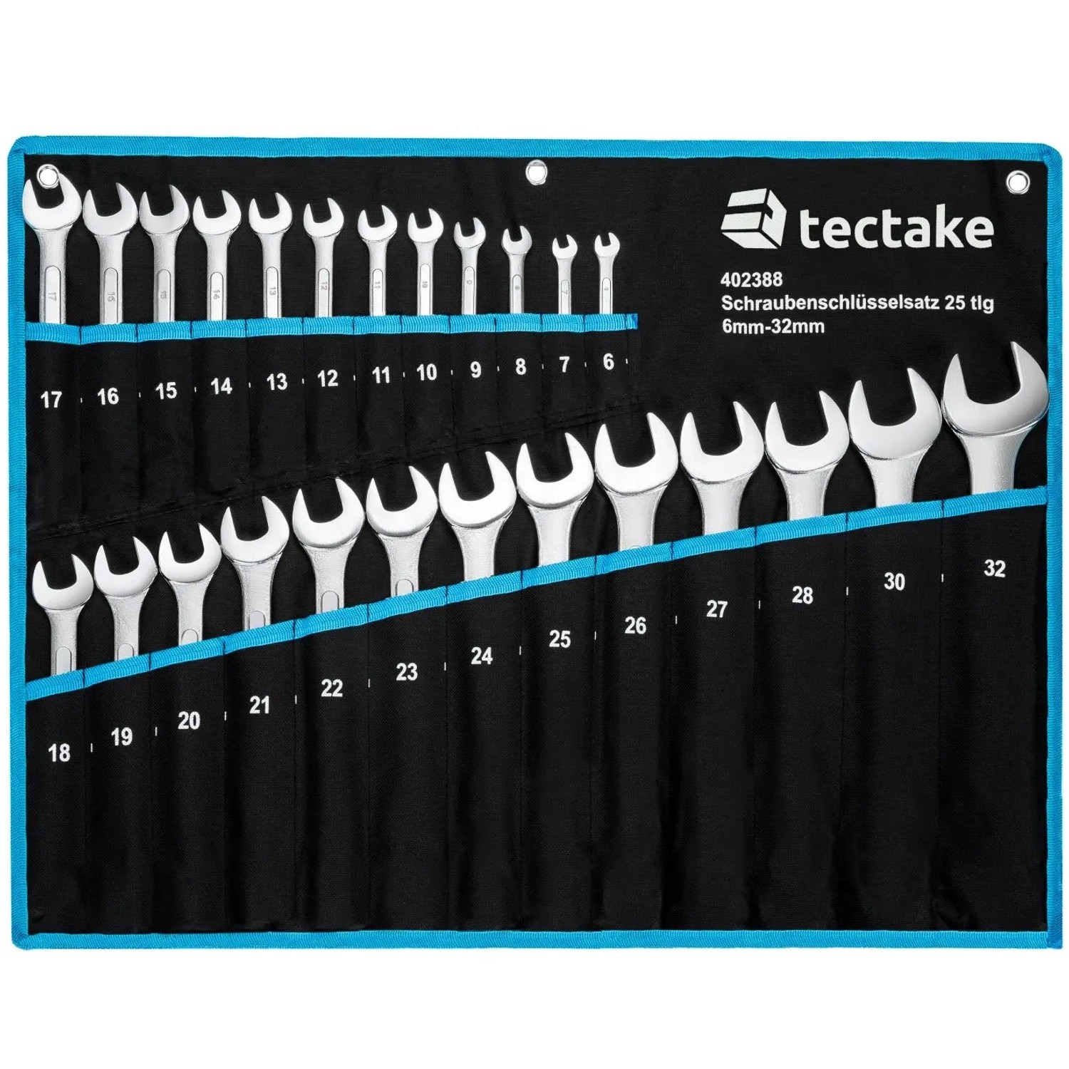 Tectake Maul Ringschlüsselsatz 25 Teilig Umfangreiche Auswahl 63 X 50 X 7 Cm Schwarz Blau