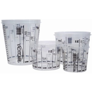 Yachtcare Multi Mischbecher Set, transparente Messbecher mit Skala für Bootslacke.
