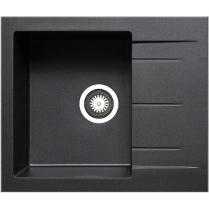 Pyramis Alazia Küchenspüle, 59x50 cm, 1 Becken, 1 Abtropffläche, Pyragranite Carbon.