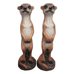 2er Set Dekofigur Erdmännchen, 15 cm, für Garten & Haus. Wetterfeste Gartendekoration.