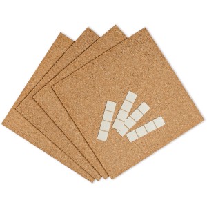 Braune Pinnwand aus Kork, 4-teilig mit Klebepads, für Notizen und Fotos.