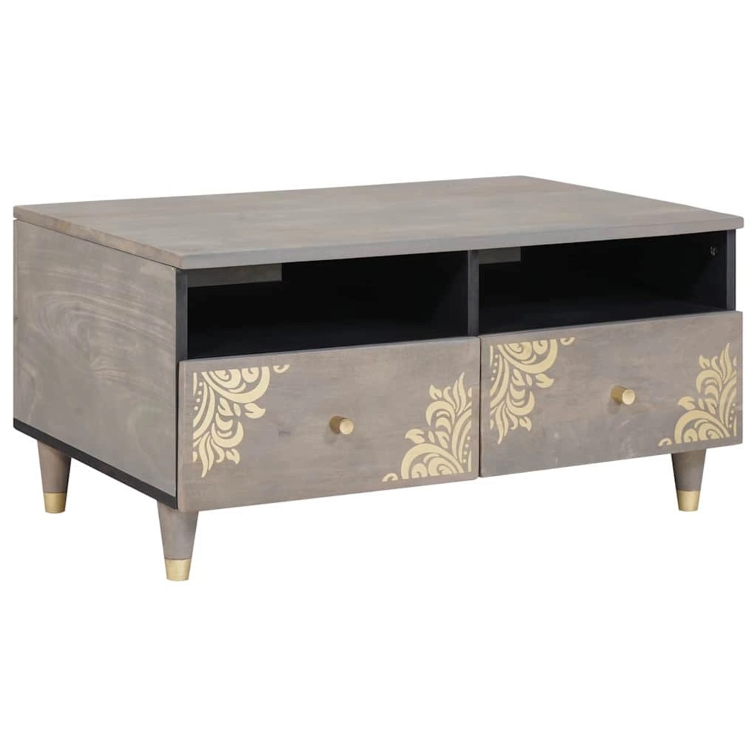 vidaXL Couchtisch Grau 80 x 54 x 40 cm massives Mangoholz 4018785 günstig online kaufen